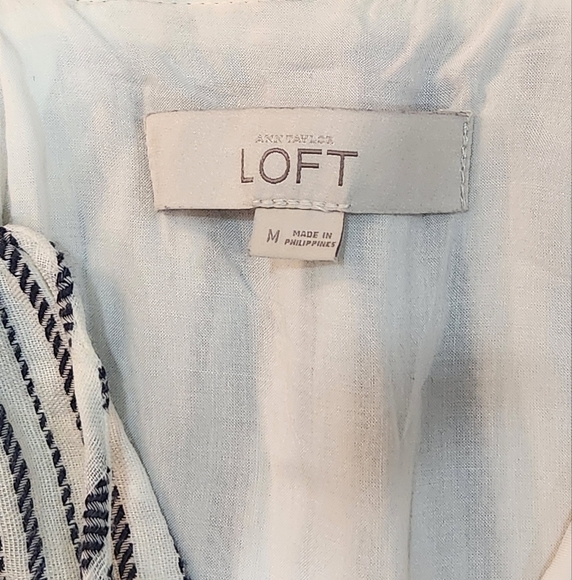 Loft Striped Sleeveless Linen Blend Dress Size Medium - Picture 3 of 7